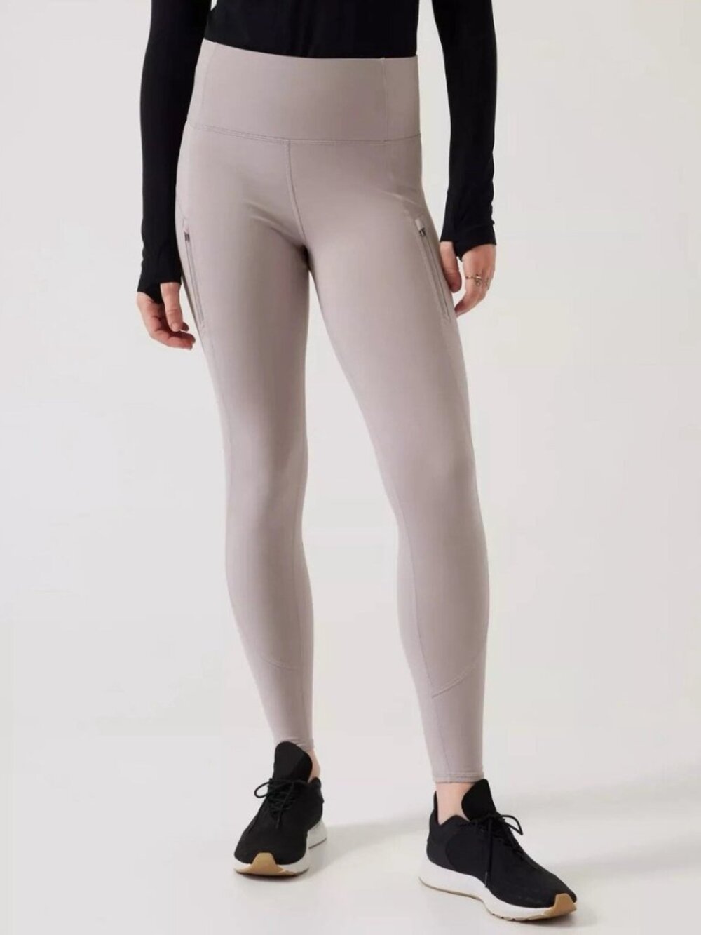 Athleta Rainier Muted Pink Gray Size S | Fleece-Lined Performance Leggings